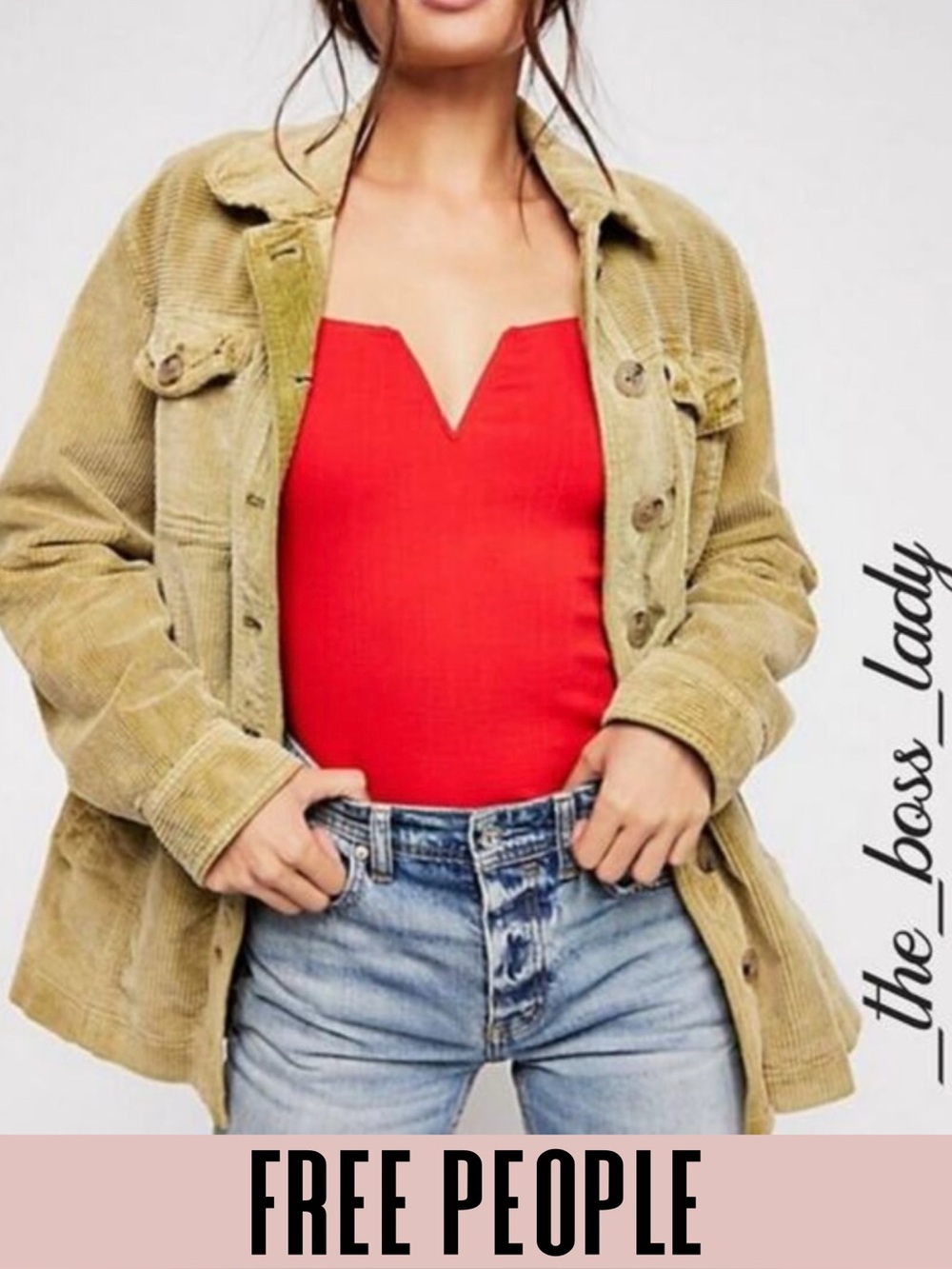 Free People bodysuit red v-neck stretchy long sleeve thong XS